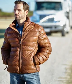 Lucchese Outerwear*Men's Leather Puffer Jacket