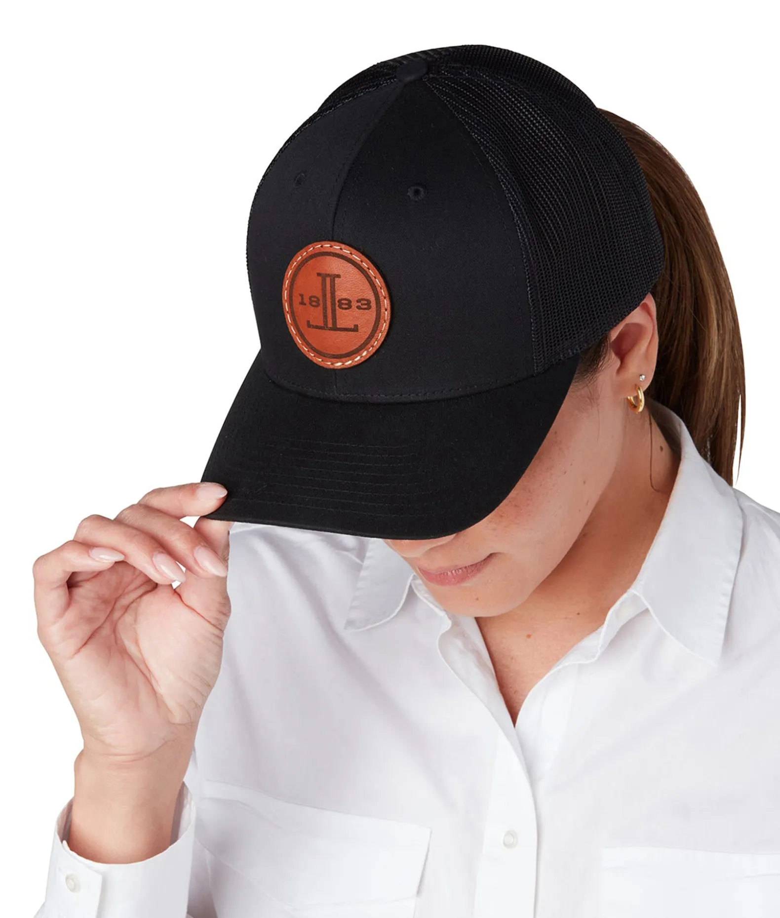 Women Lucchese Headwear|Headwear*Round Leather Patch Cap