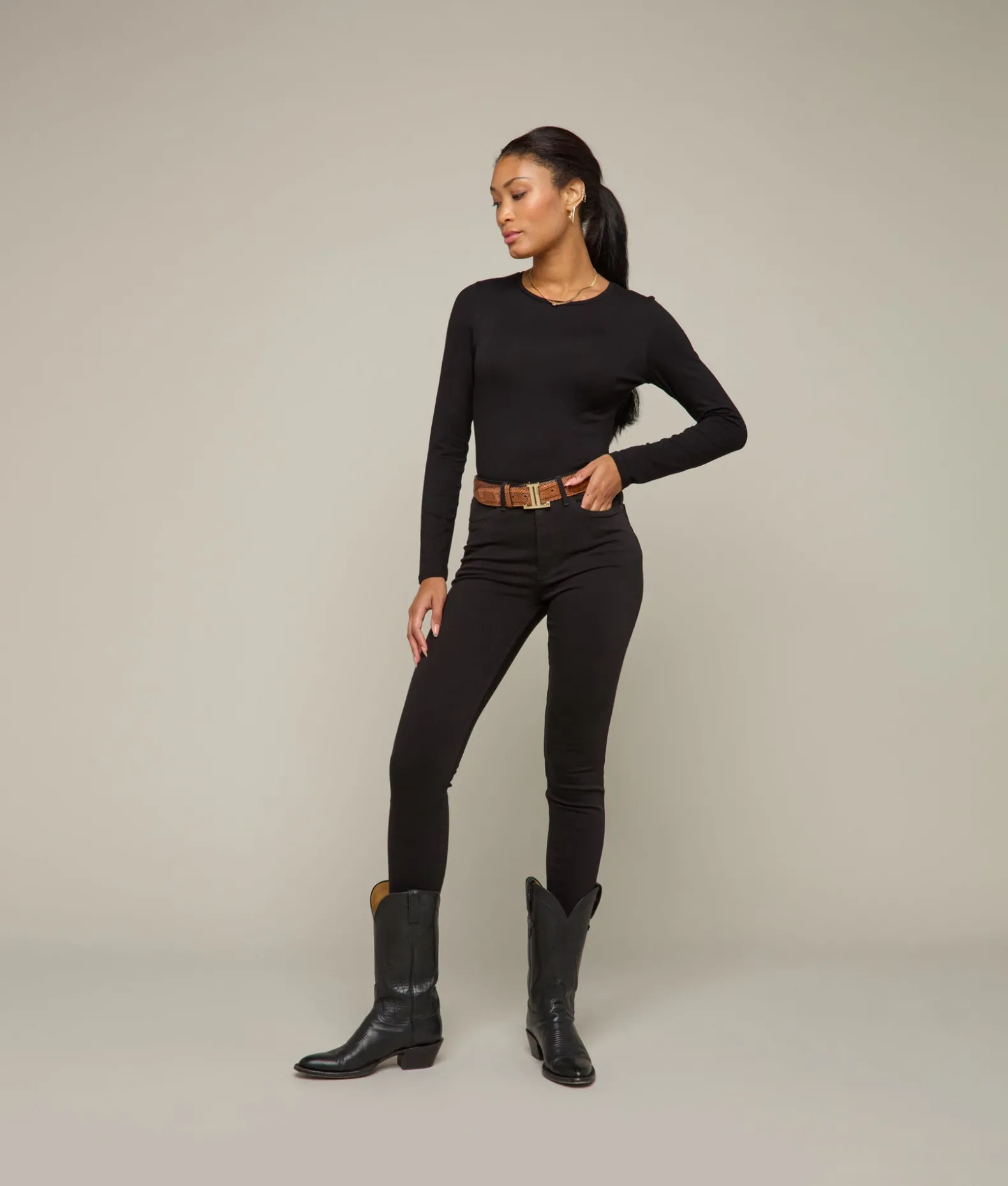 Women Lucchese Belts*Women's Exotic Mirrored L Belt